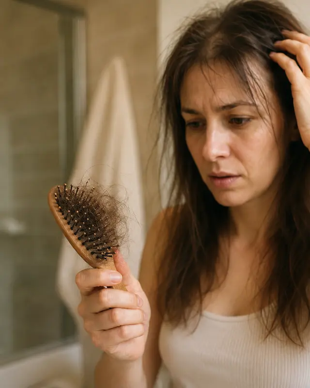 escova com cabelo após queda capilar